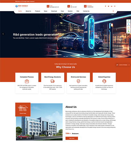 响应式充电桩设备外贸网站模板